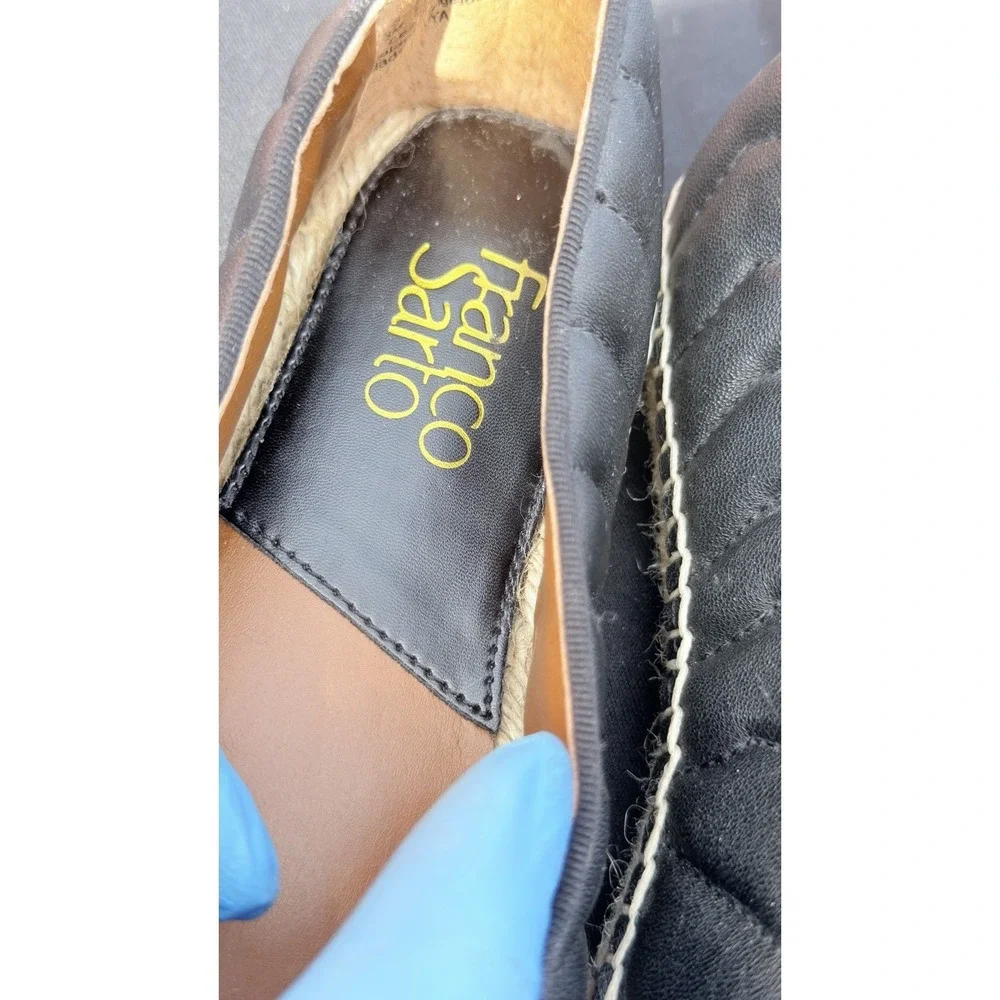 Franco Sarto Black Leather Espadrilles Flats – Women's Size‎ 5.5